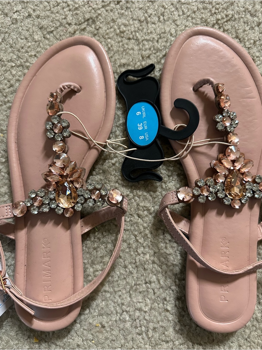 Primark Pink Jeweled T-Strap Sandals